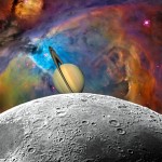 Orion Nebula-Moon-Saturn Fantasy